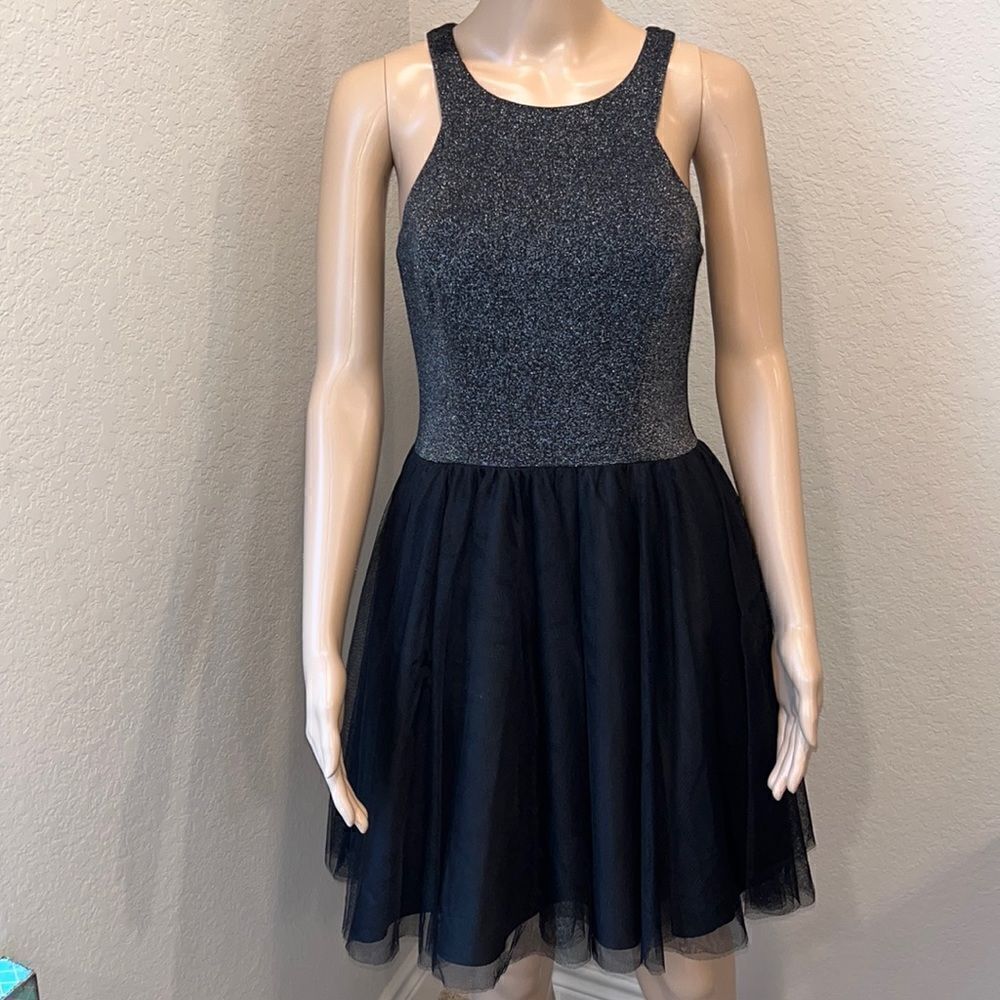 Nwot Aqua metallic black & grey party dress